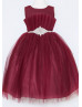 Tulle Ruffle Bodice Flower Girl Dress With Beaded Waist